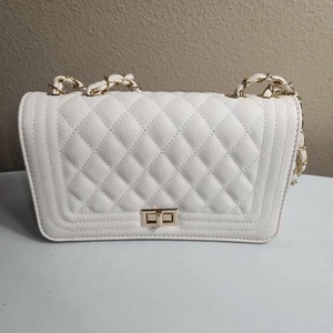 Gesteppte creme strukturierte Kunstleder/Vegan Kieselleder Crossbody/Schultertasche Handtasche - Bild 1 von 8