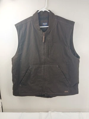 Smith’s Workwear Men's Brown Sherpa Lined Cotton Duck Canvas Vest Size XL  NICE! - Image 1 of 4