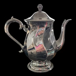 VTG Silvertone Swirled Four-Cup Tea Pot With Hinged Lid Mid Century Modern EUC - Picture 1 of 9