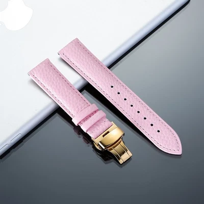 Correa de reloj de cuero genuino unisex correa de repuesto 12-24 mm hebilla mariposa Foto 1 de 4