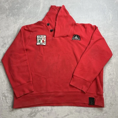 Ralph Lauren RLX Sweatshirt Mens 2XL Shawl Red Racing Transcontinental Italian - Image 1 of 4