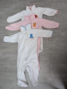 3 Vintage Sesamstraße Elmo Zoe Cookie Einteiler Footie Schlafanzüge Baby Knopf - Bild 1 von 18