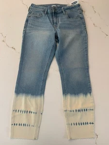 Old Navy Women Size 6P Light Wash Mid-Rise Rockstar Skinny Tie Dye Ankle Jeans - Picture 1 of 11