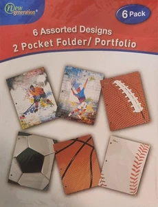 New Generation - Sport - 2 Pocket Folders/Portfolio 6 Pack Letter Size 3 Hole - Picture 1 of 3