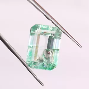 Certified Emerald Cut Beautiful Tourmaline Green Mint 8.35 Ct Loose Gemstones - Picture 1 of 5