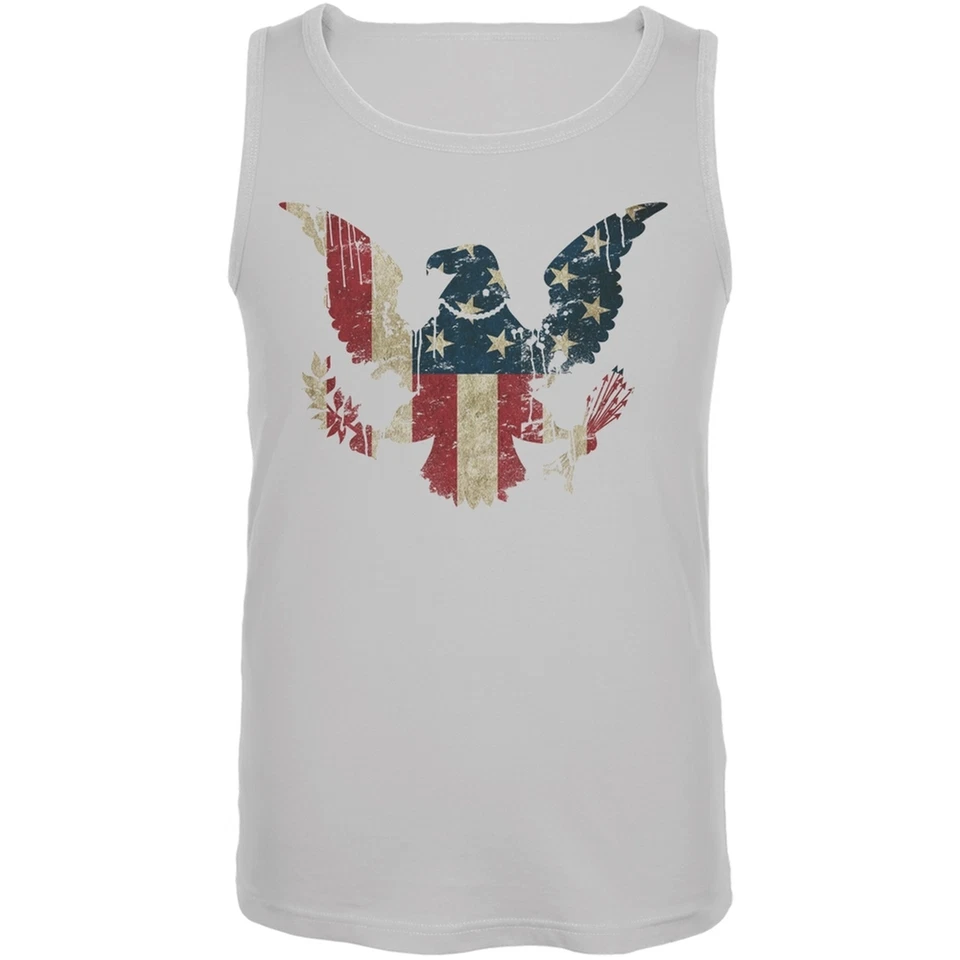 Eagle Distressed Flag White Adult Tank Top - Image 1 of 1