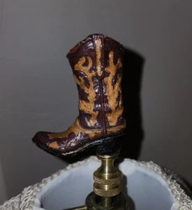Cowboy Boot brown and tan color Lamp Shade Finial Unique - Picture 1 of 2