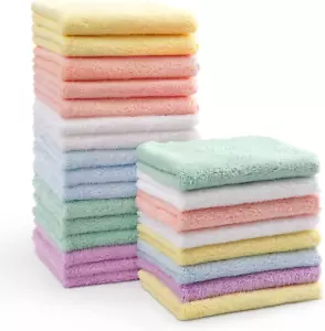 Baby Washcloths 24 Pack-Microfiber Coral Fleece Baby Bath Face Towel 7 X 9 Inch - Picture 1 of 7