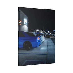 Nissan GTR R34 Skyline High Resolution Museum Quality Vertical Car Canvas Print - Picture 1 of 10