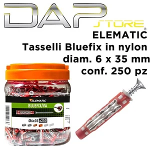ELEMATIC-Tasselli in nylon Bluefix con vite a testa svasata 6x35 - conf. 250 pz - Foto 1 di 4