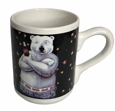 Coca Cola Polar Bear Coffee Mug Cup 1996 Gibson Bear Jeans Christmas Winter - Image 1 of 4