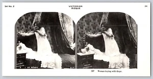 Victorian Risque -French stereo photo artistic nude: Woman undressing - Picture 1 of 1