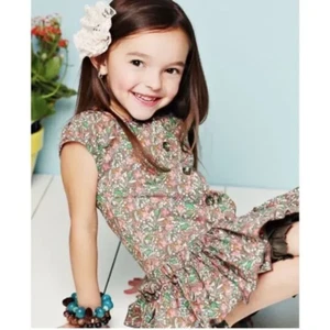 Matilda Jane Serendipity Brown Floral Confetti Dress with Ruffles Size 6 - Picture 1 of 5