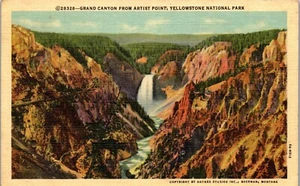 Vintage Linen Yellowstone Postcard Grand Canyon Artist Point Haynes 28328 MT - Picture 1 of 3