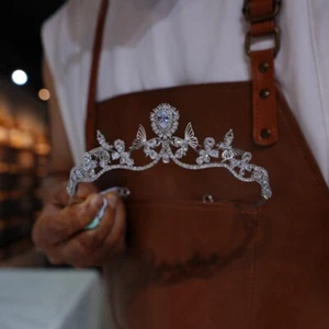 Koreanische Prinzessin Zirkon Hochzeit Diadem Kronen Kristall Braut Haarschmuck - Bild 1 von 4