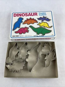 Vintage 1992 Metal Dinosaur Cookie Cutters Set of 6 Fox Run Craftsmen - Picture 1 of 4