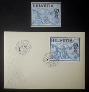 Switzerland "ST. GALLEN EMBROIDERY" World's 1st Embroidered Stamp + FDC 2000 - Picture 1 of 11