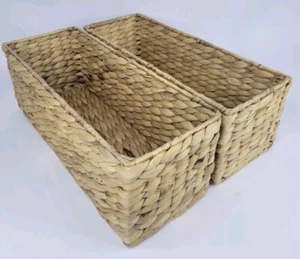 mDesign Small Woven Seagrass Water Hyacinth Bathroom Toilet Tank Baskets, 2 Pack - Picture 1 of 6