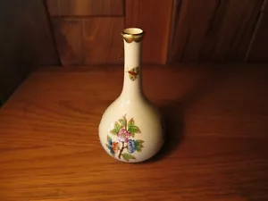JARRÓN BULBO DE PORCELANA HÚNGARA HEREND REINA VICTORIA MARIPOSA Y FLORES - Imagen 1 de 8