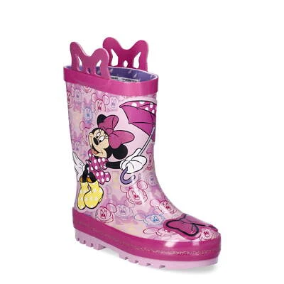 Botas de chuva Minnie Mouse e margarida infantil meninas rosa licença gráfica pull-on: 5/6 - Imagem 1 de 4