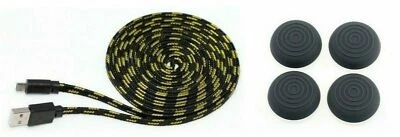 PS4 Thumb Grips + Micro USB Datenkabel Controller Ladekabel 3 Meter für PS4 - Bild 1 von 2