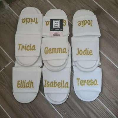 KARI'S PATCH Personalised Spa Slippers Any Colour Name or Message – Plain or Glitter – Unisex