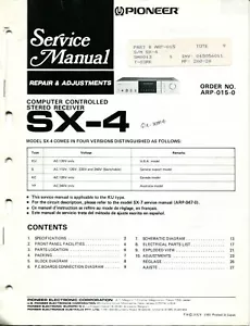 Vintage Pioneer Model SX-4 Computer Controlled Stereo Receiver Service Manual - Picture 1 of 3
