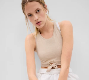 Nuevo con etiquetas Camiseta sin mangas GAP GapFit Breathe Corbata Frontal Brami Beige XXL - Imagen 1 de 11