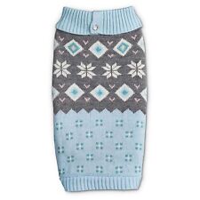 Petco Bond and Co Blue & Charcoal Fair Isle Split Neck Dog Sweater Size L