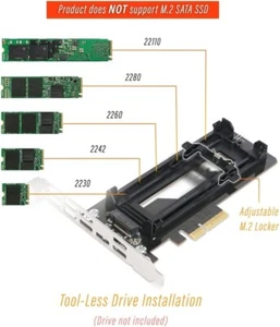 * NEW * ICY DOCK - M.2 SSD to PCIe 4.0 x4 - Adjustable "Tool Less" Adapter Card - Afbeelding 1 van 8