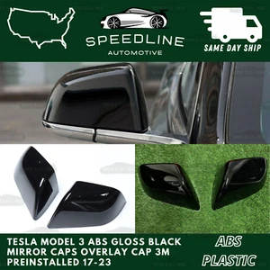 Tesla Model 3 ABS Gloss Black Mirror Caps Overlay Cap 3M Preinstalled 17-23 - Bild 1 von 3
