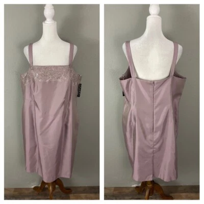 NEW Alex Evenings Dress Size 18WP Purple Satin Embroidered Beaded Lined - Image 1 of 4