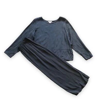 Conjunto Top y Maxi Falda Vintage J. Jill Azul Manga Larga Floral Nuevo con Etiquetas Talla Grande Foto 1 de 4