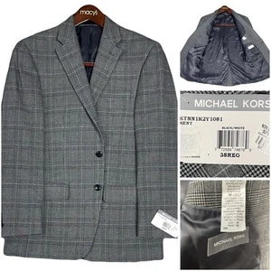 Michael Kors Men Black White Classic Fit Wool Stretch Suit Jacket 38R New NWT - Picture 1 of 5