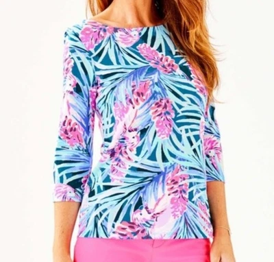 Top LILLY PULITZER Waverly MR PEACOCK TWEETHEARTS Azul/Rosa TEJIDO ELÁSTICO Talla XS Foto 1 de 4