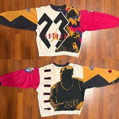 Vintage 90s Nike Air Jordan Pullover Sweatshirt 1992 VII 7 All Over Print M/L - image 1 of 4