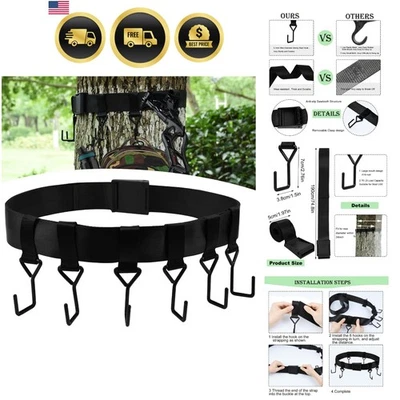 Tree Stand Gear Hanger Bow Hanger Strap with Metal Hooks Heavy Duty Hunting A... - Image 1 of 4