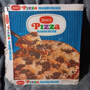 Vintage Jenos Pizza Hamburger leere flache Lebensmittelbox 70er Jahre - Bild 1 von 5