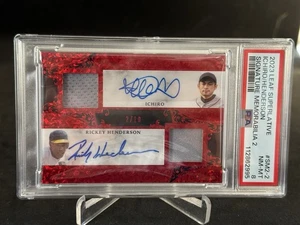 PSA 8 2023 Leaf Superlative Ichiro Suzuki Rickey Henderson Dual Auto Jersey /10 - Picture 1 of 2