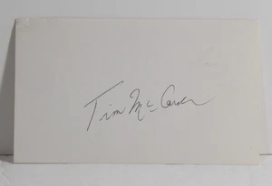 Tarjeta índice 3x5 autografiada por Tim McCarver MLB con certificado de autenticidad USP2-89 - Imagen 1 de 2
