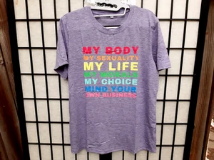 Women's Purple Pride T Shirt ~ My Body, My Life, My Sexuality , My Choice L NWT - Picture 1 of 4