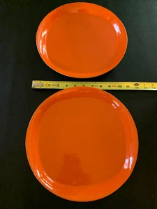 Rachael Ray - ROUND & SQUARE - 11” Dinner Plates - Orange ~ Set of 2 - Picture 1 of 4