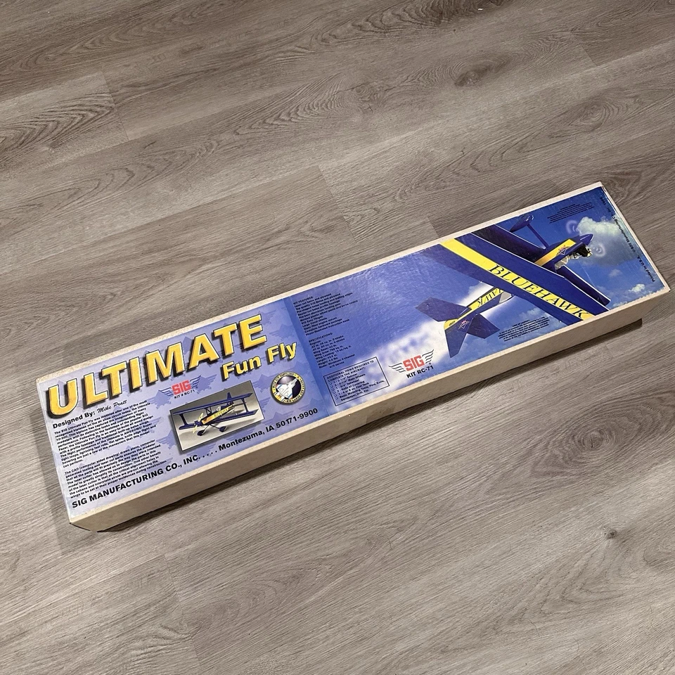 Sig Fun Fly Blue Hawk Biplane RC Control Remoto Avión Balsa Madera Kit RC71 G2U Foto 1 de 1