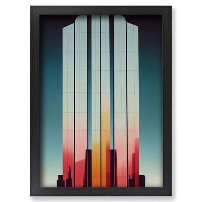 Framed Futuristic City Architecture No.2 Skyscraper Wall Art Canvas Print - Image 1 of 4