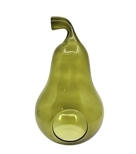 VTG Blown Art Glass Pear Air Plant Terrarium Green Mid Century 12” - Picture 1 of 7
