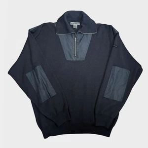 ATLANTIC RANCHER Vintage 90's Navy Blue Wool Half Zip Sweater XL fisherman - Picture 1 of 6