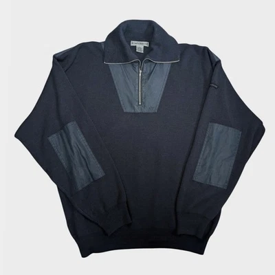 ATLANTIC RANCHER Vintage 90's Navy Blue Wool Half Zip Sweater XL fisherman - Image 1 of 4