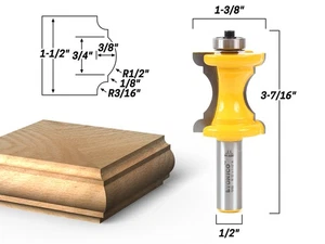 1-1/2" Bullnose & Cove Furniture Molding Router Bit - 1/2" Shank - Yonico 13100 - Picture 1 of 1