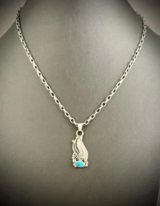 Colgante hecho a mano turquesa y plata de ley 5,3 gramos - Imagen 1 de 6