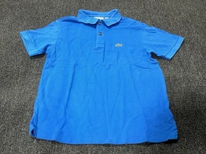 Lacoste Polo Shirt Bright Blue Short Sleeve Boys 14 Teens Button Up - Picture 1 of 11
